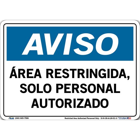 Vestil Vinyl Label Sign, 7-1/2" Height, 10-1/2" Width, Vinyl Label, Rectangle, Spanish SI-N-38-A-LB-011-S